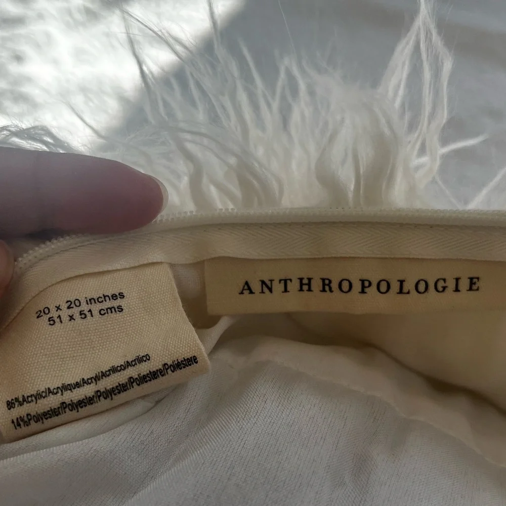 Anthropologie Ivory Mongolian Lamb Pillow